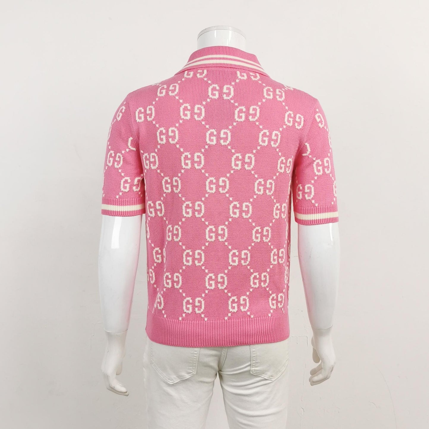 Gucci Pink GG Logo Polo Shirt M