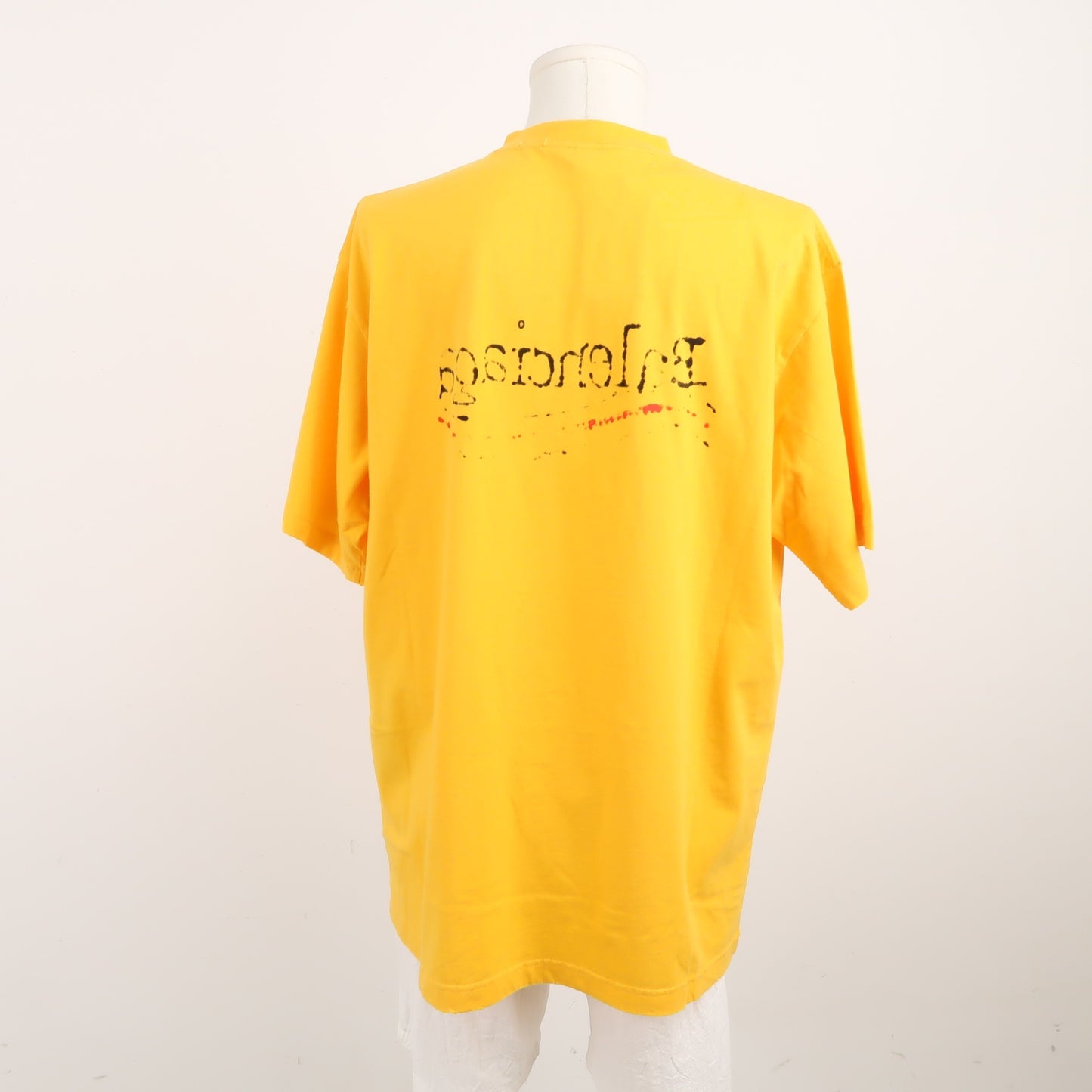 Balenciaga S Cotton Color-Block Logo Crew Neck T-Shirt