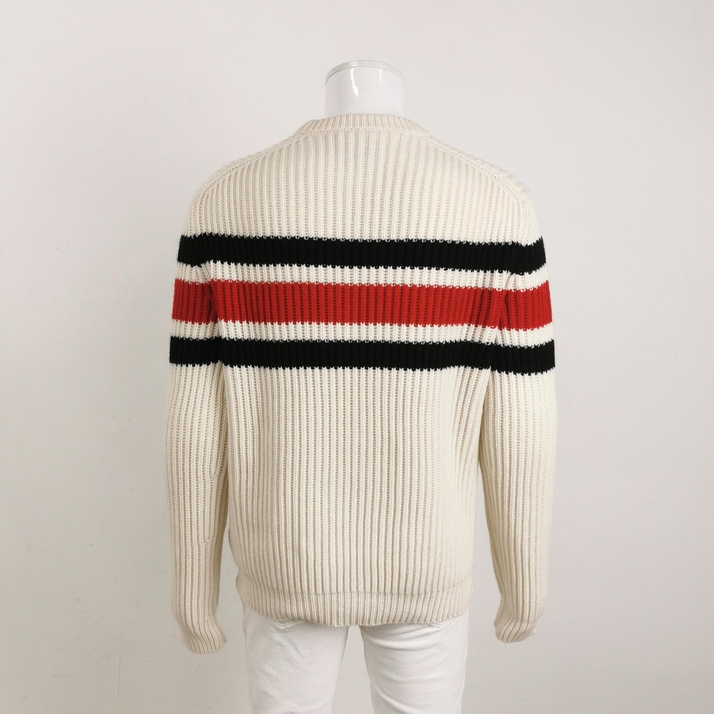 Prada Cream Logo Striped Sweater L/50