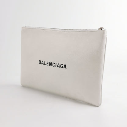 Balenciaga White Logo Zip Pouch