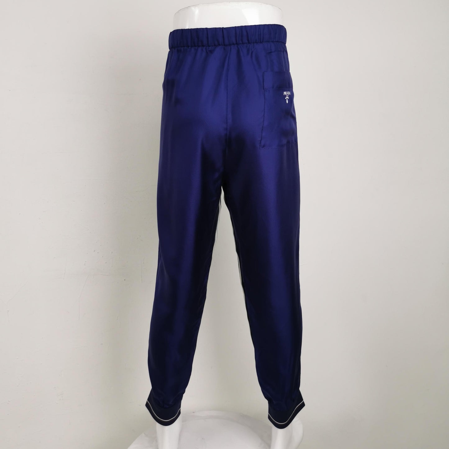 Prada Silk Contrast Stripe Logo Pants (L)