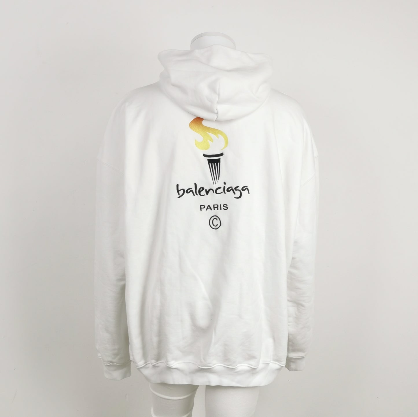 Balenciaga White Torch Logo Oversized Hoodie