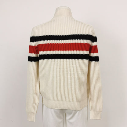 Prada Zip-Up Color Block Logo Knit Jacket