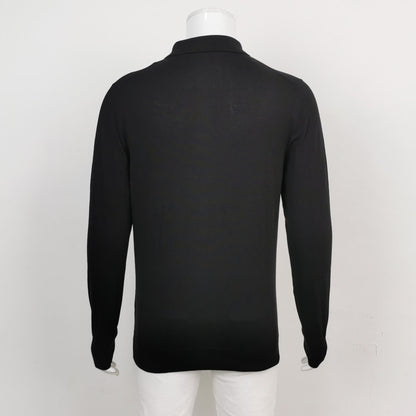 Moncler XL Cotton Solid Lapel Long-Sleeve Knit
