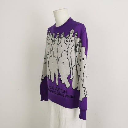 Louis Vuitton Purple Crewneck Wool Blend Sweater M