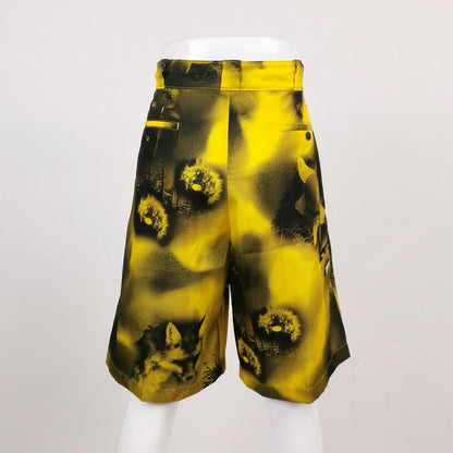 Prada M Size Wolf Print Yellow Shorts