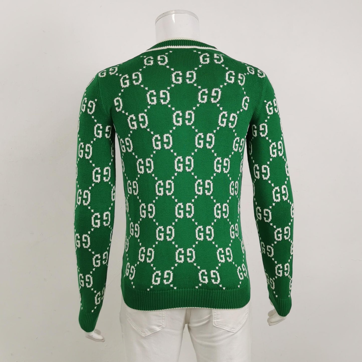 Gucci Green GG Monogram V-Neck Cardigan XS