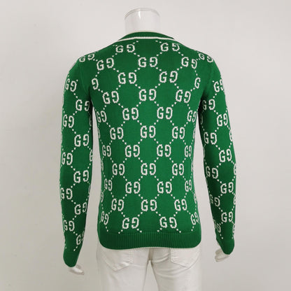 Gucci Green GG Monogram V-Neck Cardigan XS
