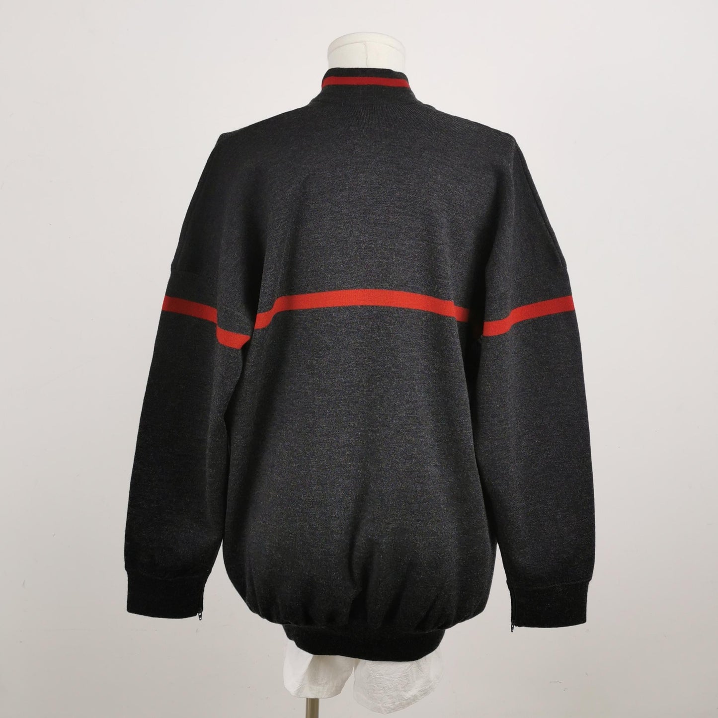 Balenciaga XS Wool Blend Colorblock Logo V-Neck Sweater