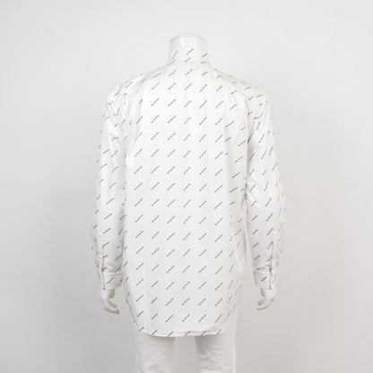 Balenciaga XS Cotton Logo Print Button-Down Shirt
