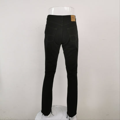 Balenciaga Black Cotton Buttoned Denim Pants Size 30