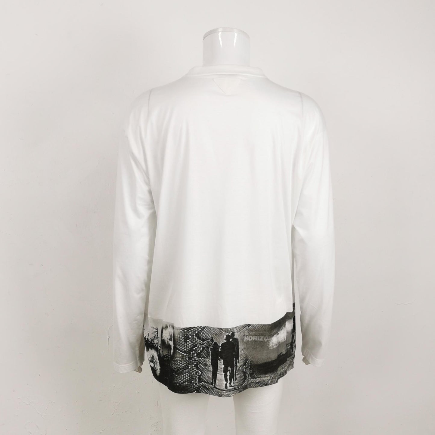 Prada M White Long Sleeve Graphic T-Shirt