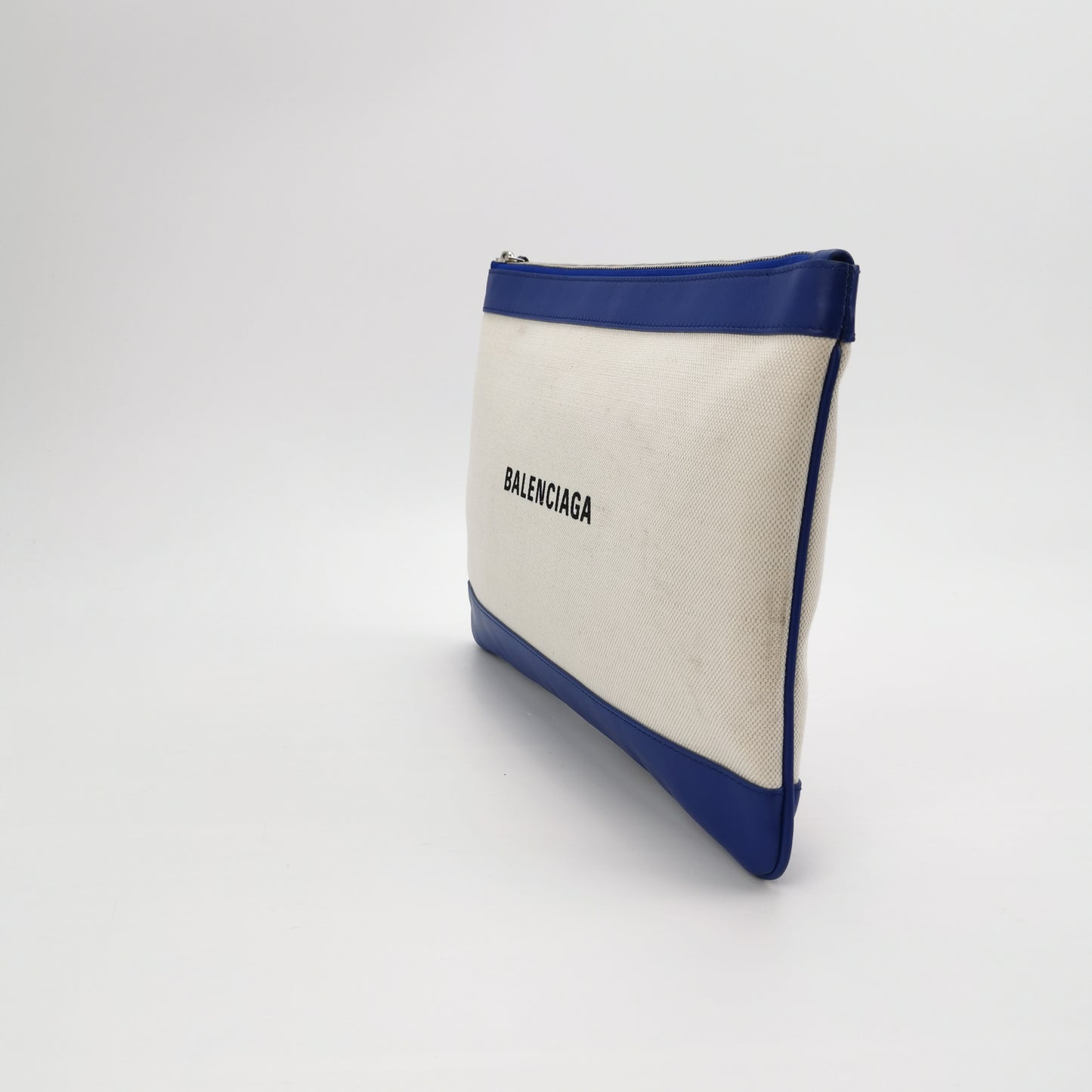Balenciaga Colorblock Logo Canvas Leather Clutch