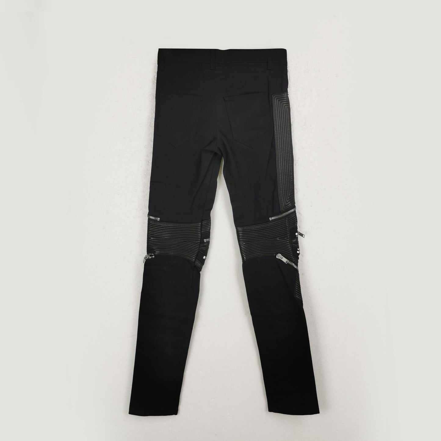 Saint Laurent Men's Cotton-Leather Zip Detail Pants