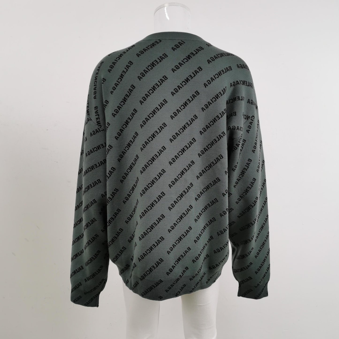 Balenciaga Wool Blend All-Over Letter Print Sweater XL