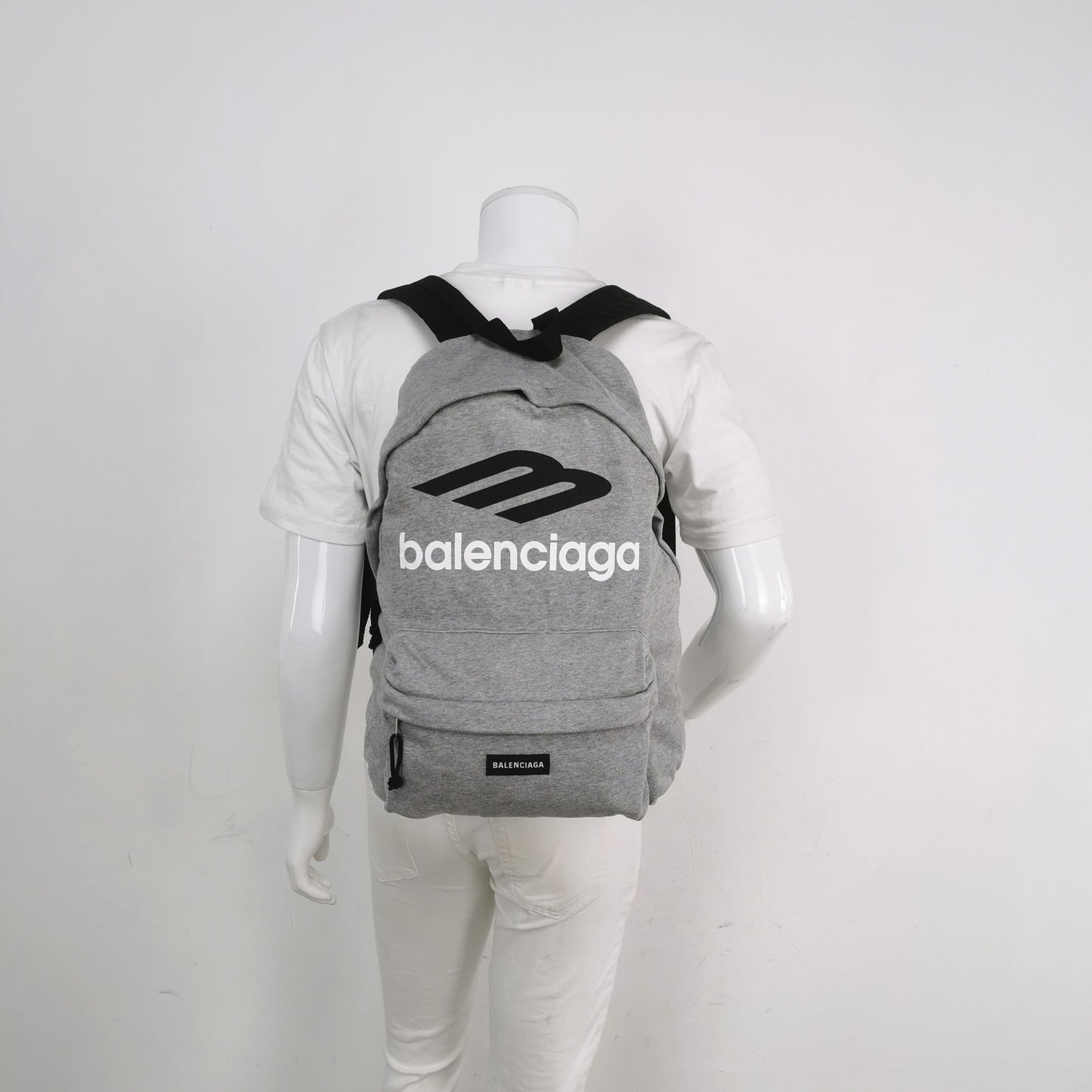 Balenciaga Explorer Gray Logo Leather Backpack