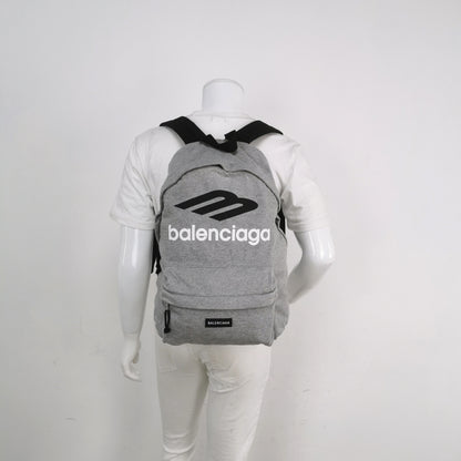 Balenciaga Explorer Gray Logo Leather Backpack