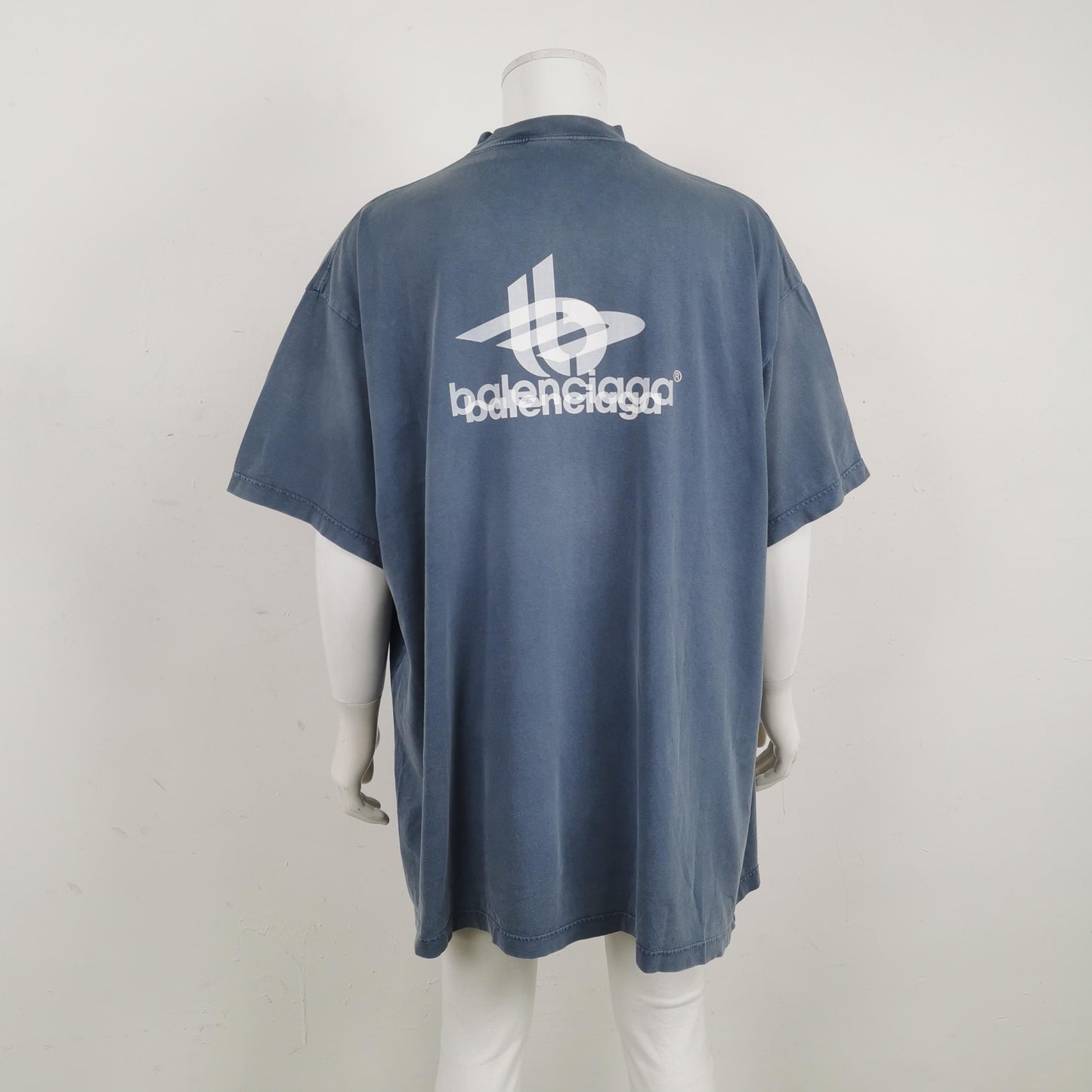 Balenciaga Logo Print Cotton T-shirt S Blue