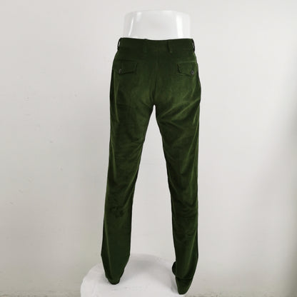 Green Corduroy Straight-Leg Pants