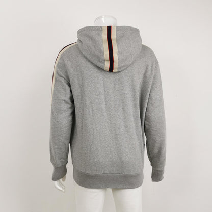 Gucci Gray Cotton Logo Hooded Jacket L