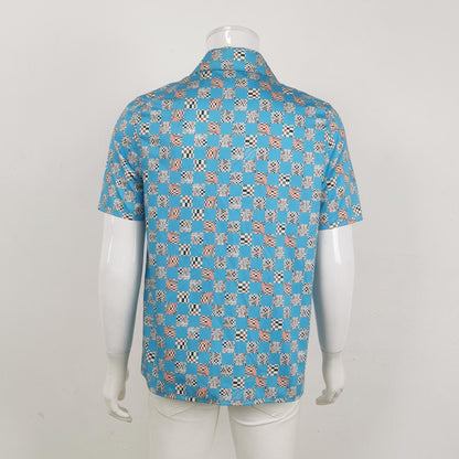 Louis Vuitton Blue Checkered Short-Sleeve Shirt M