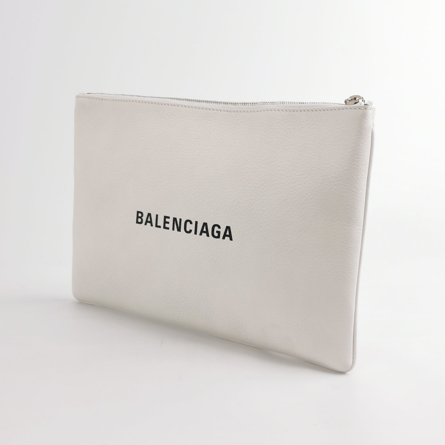 Balenciaga White Logo Zip Pouch