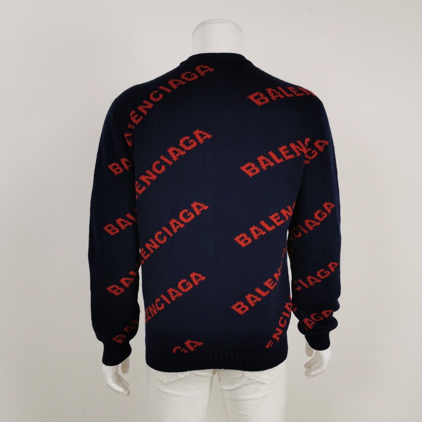 Balenciaga Wool Blend Logo Print Crewneck Sweater S