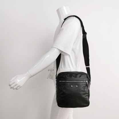 Balenciaga Waxed Leather Studded Crossbody Bag