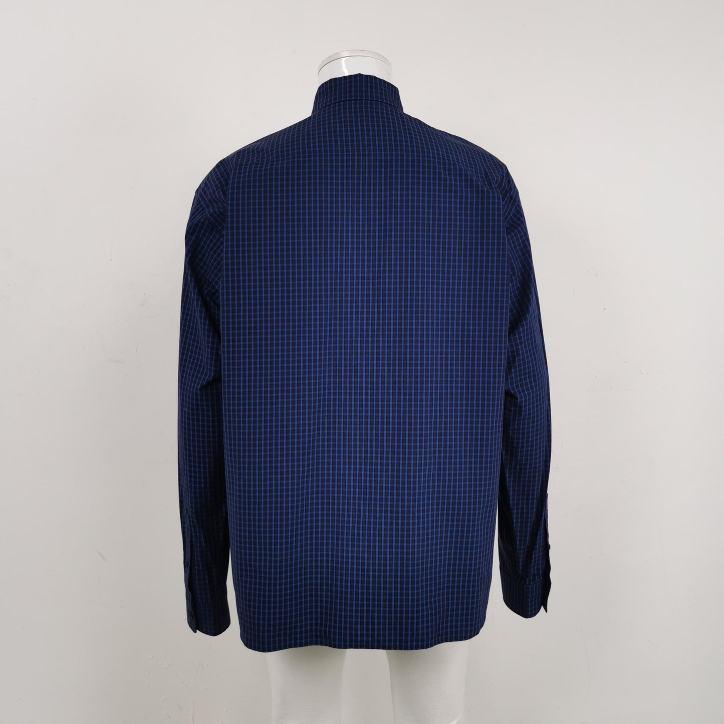 Balenciaga Cotton Check Logo Embroidered Collared Shirt