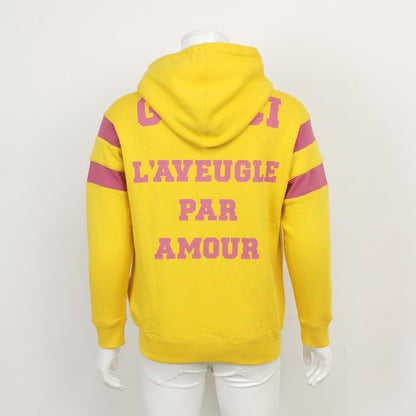 Gucci Yellow Logo Print Hoodie XS