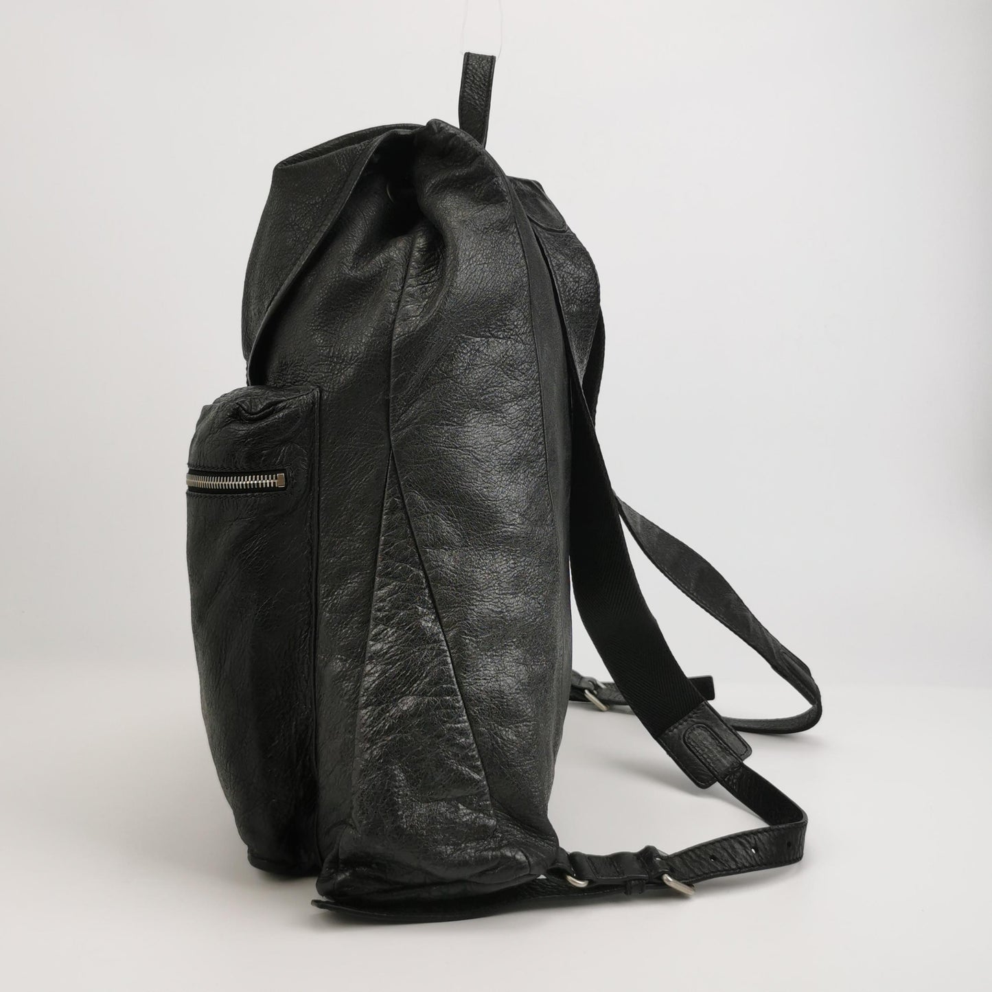 Balenciaga Black Leather Flap Backpack