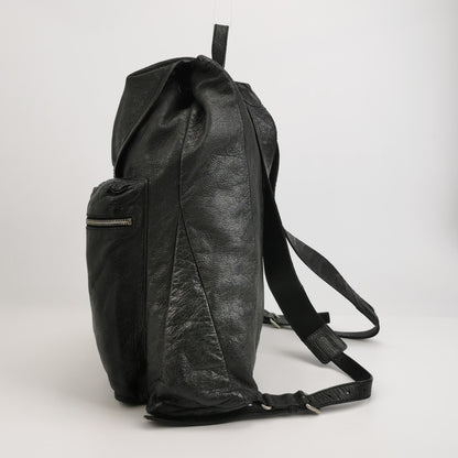 Balenciaga Black Leather Flap Backpack