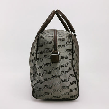 Balenciaga Double B Monogram Leather-Nylon Zip Tote