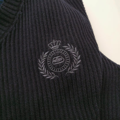 Balenciaga S Size V-Neck Ribbed Sweater