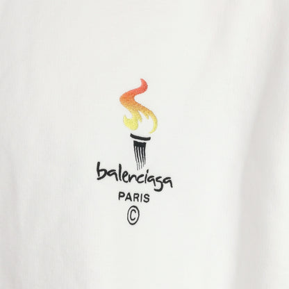 Balenciaga White Torch Logo Oversized Hoodie