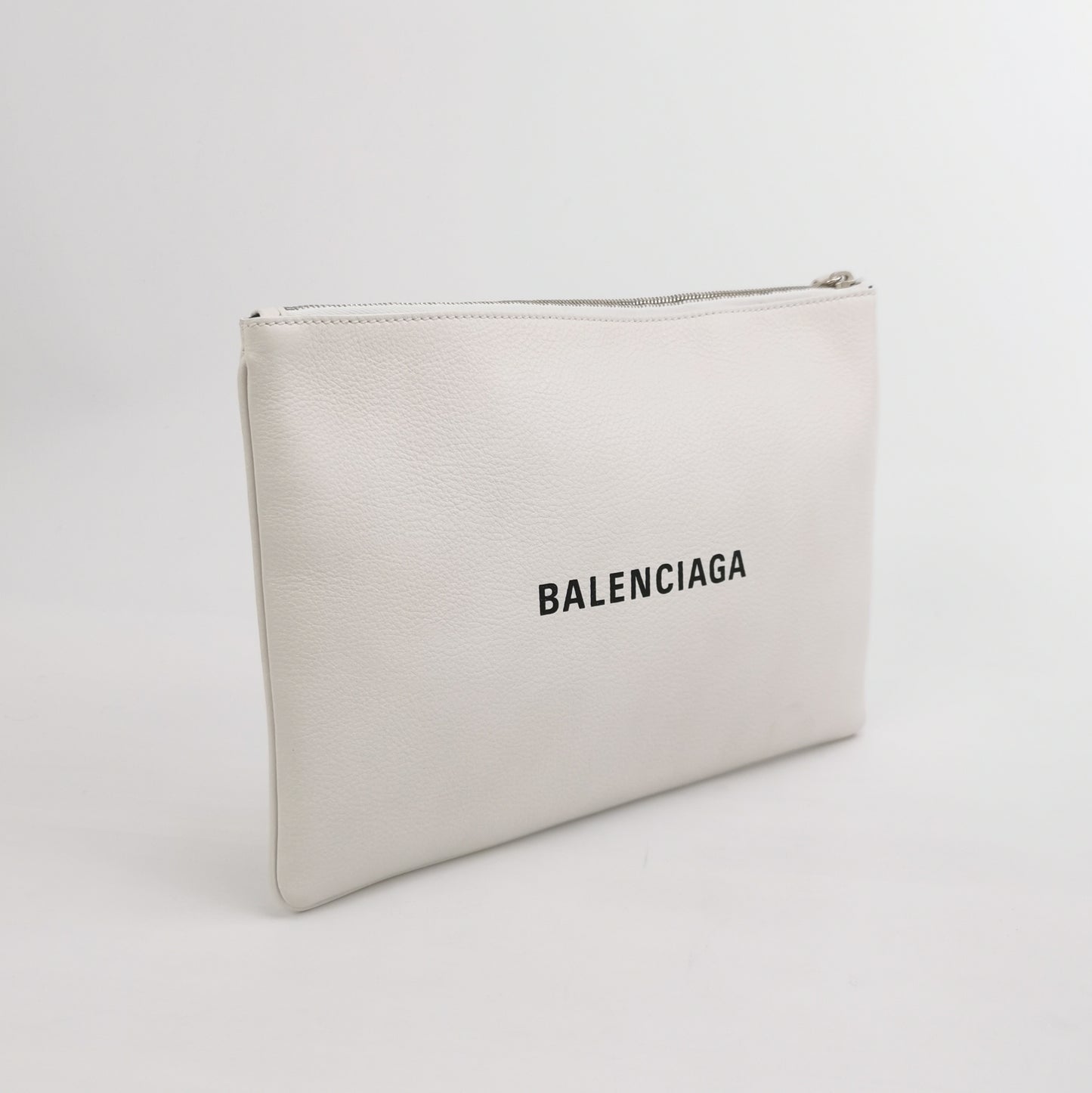 Balenciaga White Logo Zip Pouch
