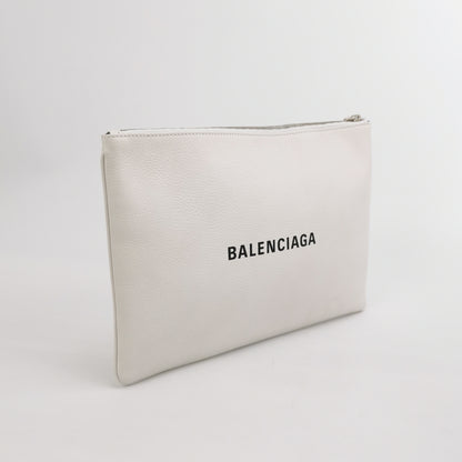 Balenciaga White Logo Zip Pouch