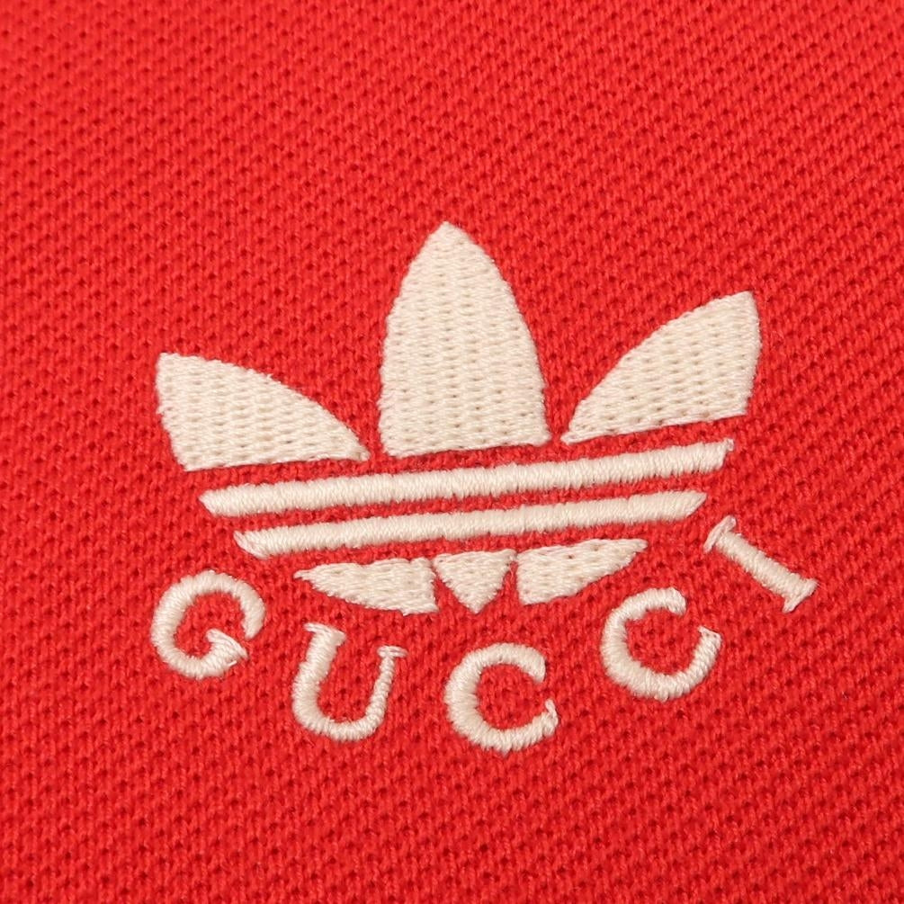 Gucci x adidas Red Cotton Logo Polo Shirt S