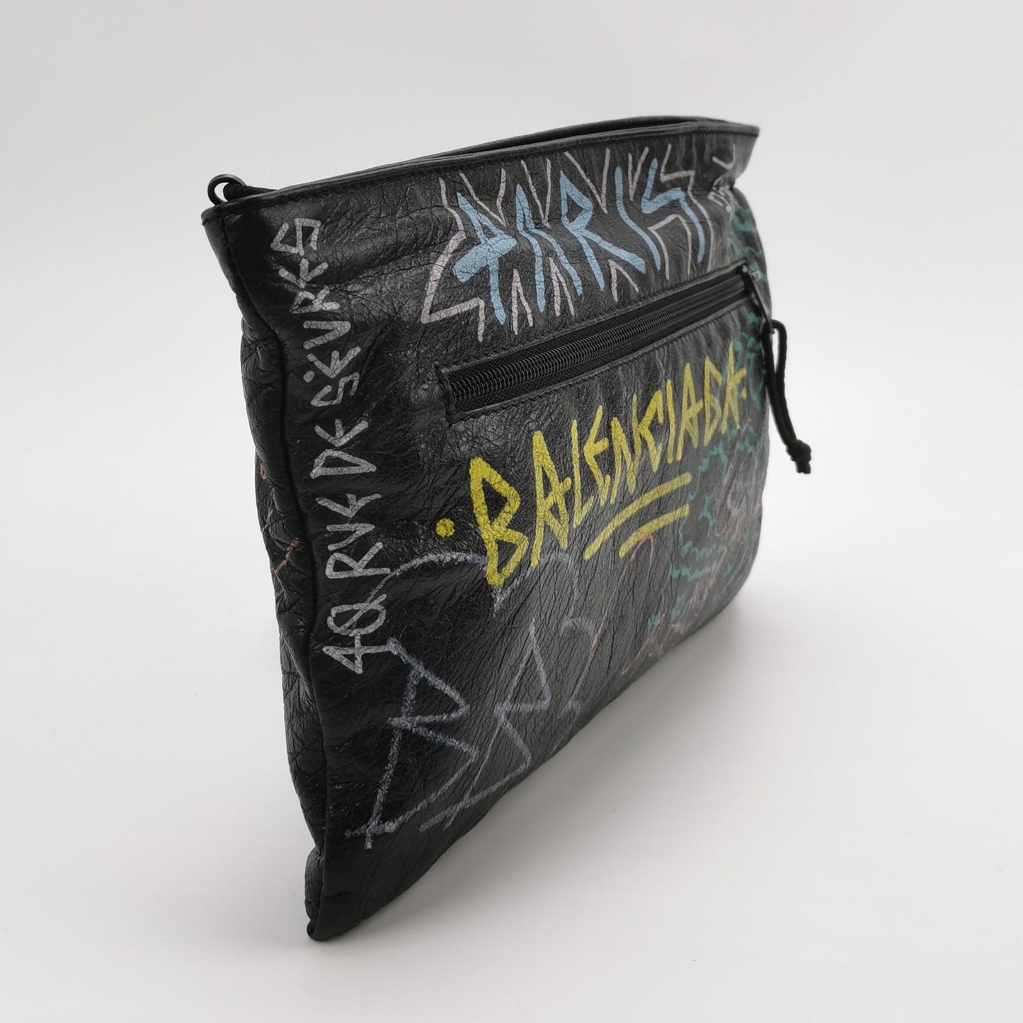 Balenciaga Graffiti Oil Wax Leather Clutch