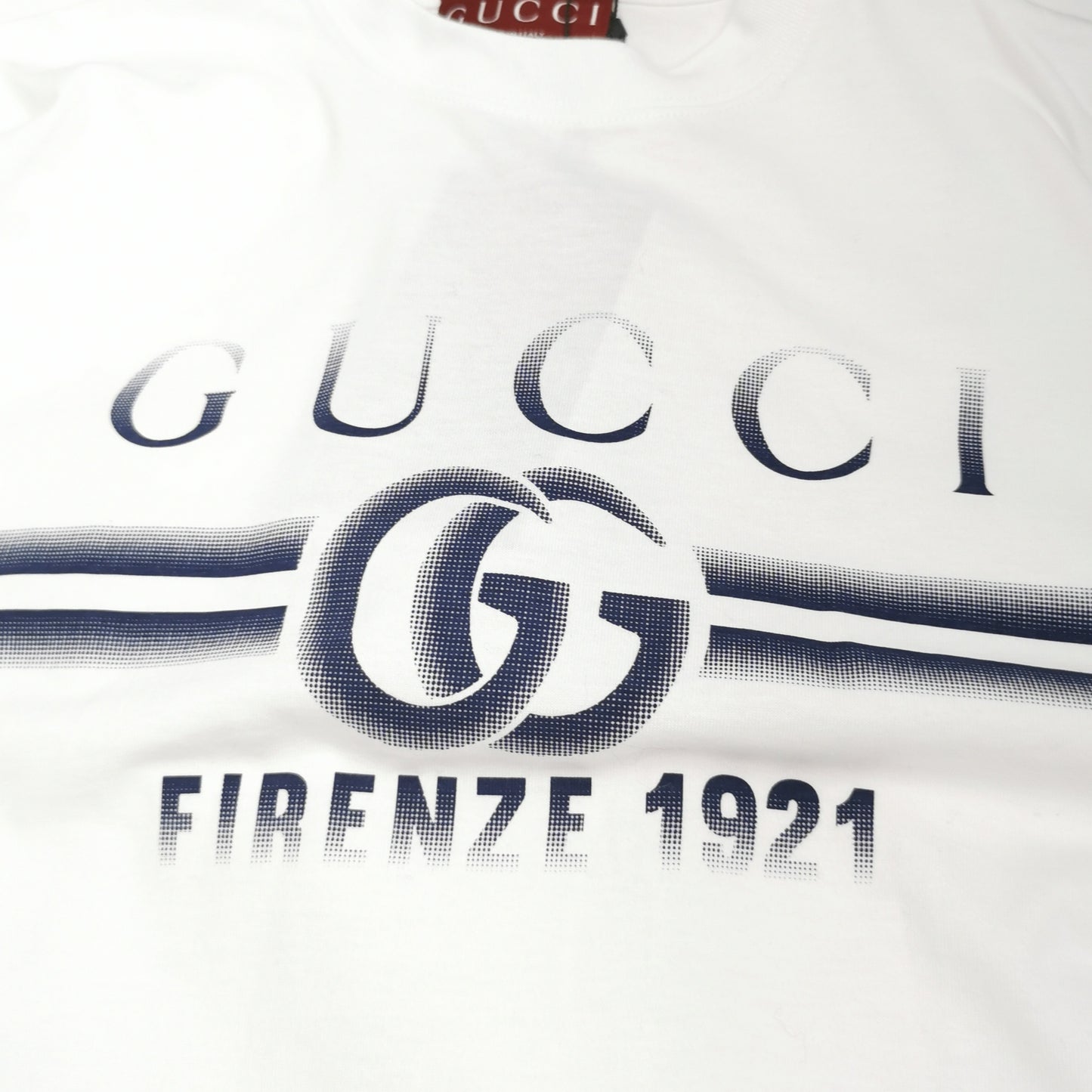 Gucci M Size Cotton Logo Crew Neck T-Shirt