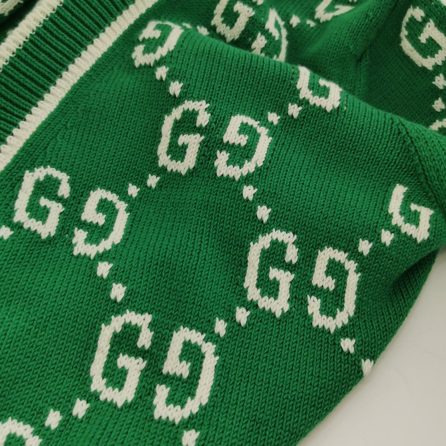 Gucci Green GG Monogram V-Neck Cardigan XS