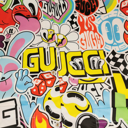 Gucci Cartoon Print Logo Collared Short-Sleeve Shirt