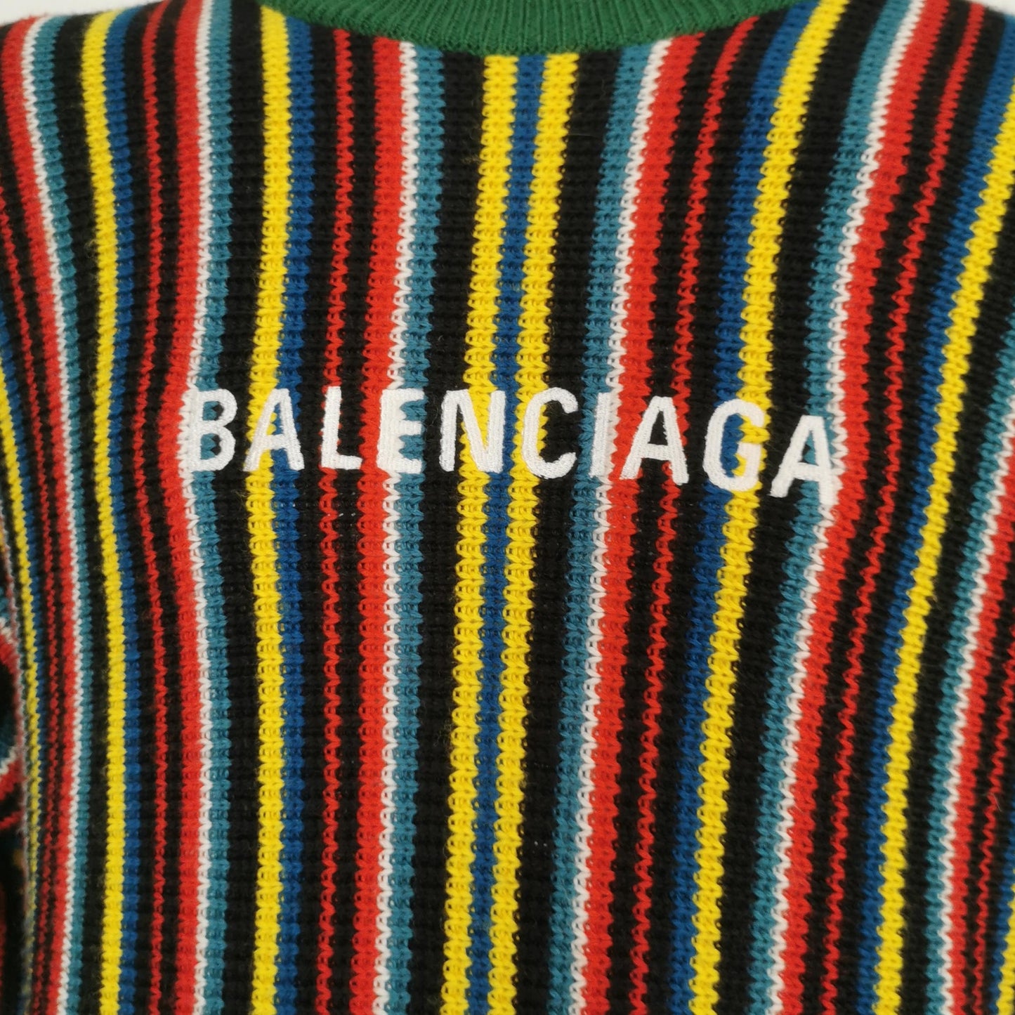 Balenciaga Striped Logo Crewneck Sweater XS