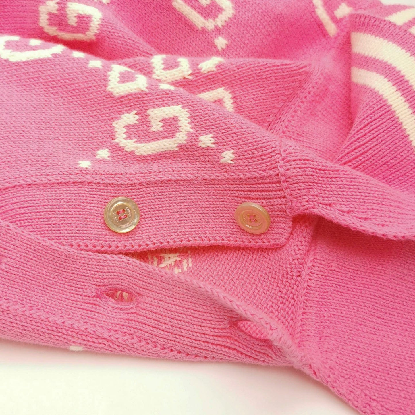 Gucci Pink GG Logo Polo Shirt M