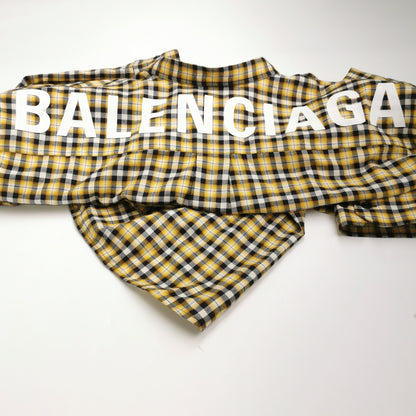 Balenciaga Cotton Check Logo Collared Long-Sleeve Shirt