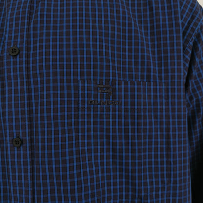 Balenciaga Cotton Check Logo Embroidered Collared Shirt