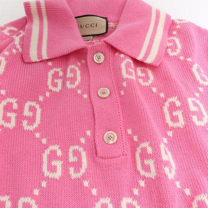 Gucci Pink GG Pattern Short Sleeve Sweater XS