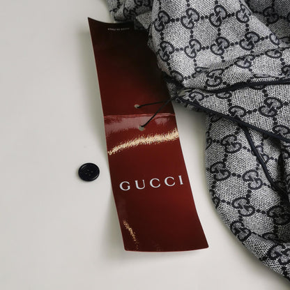 Gucci GG Monogram Silk Lapel Collar Long-Sleeve Shirt