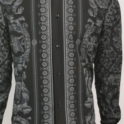 Versace XS Black Gray Floral Print Shirt
