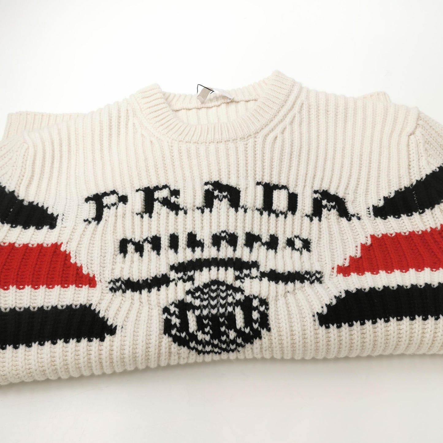 Prada Cream Logo Striped Sweater L/50